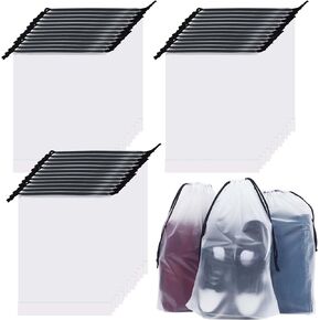 شنطة احذية السفر، 36 قطعة من حقائب تخزين السفر، 40 × 30 سم، حقيبة تخزين شفافة برباط سحب محمولة مقاومة للماء للاستخدام اليومي والسفر in Kuwait