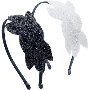 2 Pieces 1920s Headbands for Women Vintage Flapper Headpiece Rhinestone Beaded Leaf Hairband Hair Accessory for Costume Party in Kuwait