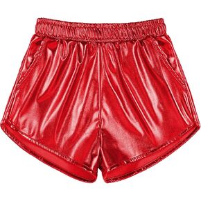 Auranso Girls Metallic Shorts Sparkly Hot Pants Shiny Dance Outfits Short Pants in Kuwait