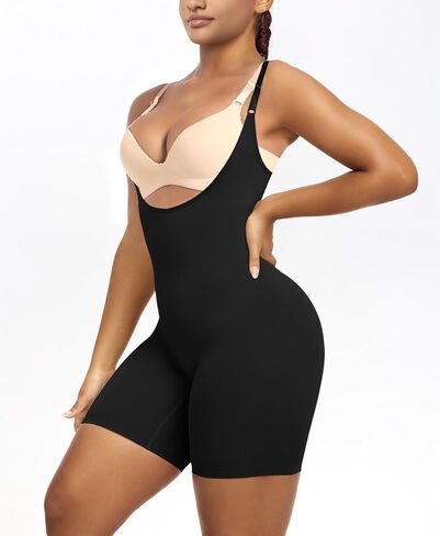 YIANNA Bodysuit for Women Tummy Control Shapewear Open Bust Mid-Thigh Seamless Sculpting Body Shaper in Kuwait