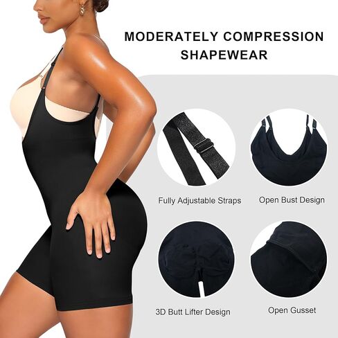 YIANNA Bodysuit for Women Tummy Control Shapewear Open Bust Mid-Thigh Seamless Sculpting Body Shaper in Kuwait