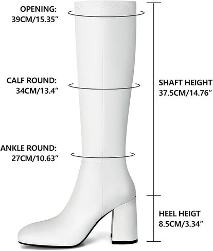 SOVANYOU Women's Faux Leather Tall Boots Fashion Square Toe Chunky Heel Knee High Boots with Side Zip in Saudi Arabia