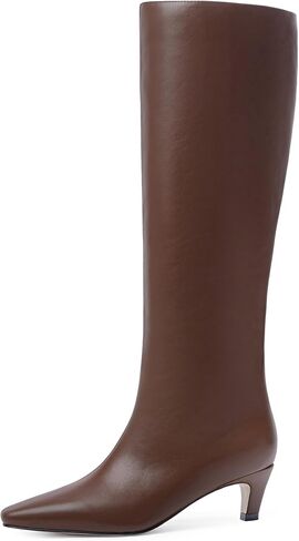 Modatope Knee High Boots Women Square Toe Kitten Heel Tall Boots | Womens Low Heel Fashion Heeled Fall Boots, Dressy Tall Long Boots For Women in Saudi Arabia