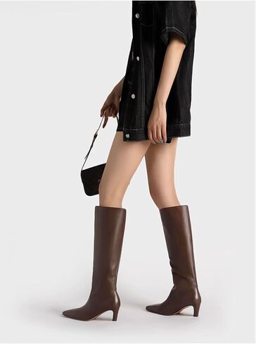Modatope Knee High Boots Women Square Toe Kitten Heel Tall Boots | Womens Low Heel Fashion Heeled Fall Boots, Dressy Tall Long Boots For Women in Saudi Arabia