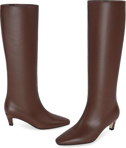 Modatope Knee High Boots Women Square Toe Kitten Heel Tall Boots | Womens Low Heel Fashion Heeled Fall Boots, Dressy Tall Long Boots For Women in Saudi Arabia