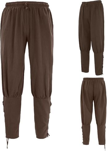 بنطال رجالي برباط للكاحل من العصور الوسطى وعصر النهضة للرجال، بنطلون فايكنغ نافيجيتور القراصنة زي الهالوين in Kuwait