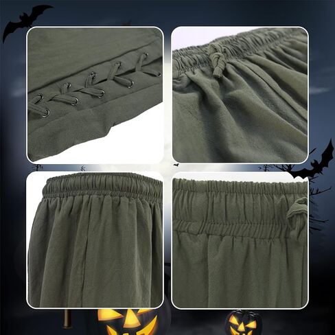 بنطال رجالي برباط للكاحل من العصور الوسطى وعصر النهضة للرجال، بنطلون فايكنغ نافيجيتور القراصنة زي الهالوين in Kuwait