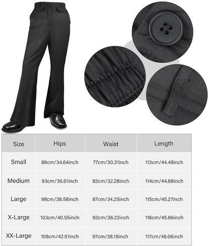 Geyoga Men's 70s Disco Costume Bell Bottom Pants Mens Bootcut Trousers with Wig Sunglasses Disco Necklace for Theme Party in Saudi Arabia