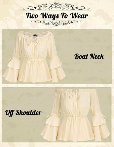 بلوزات فلاحية من عصر النهضة القرمزي للنساء، قمصان بيبلوم بأكمام جرس، قمصان كاجوال أنيقة in Kuwait