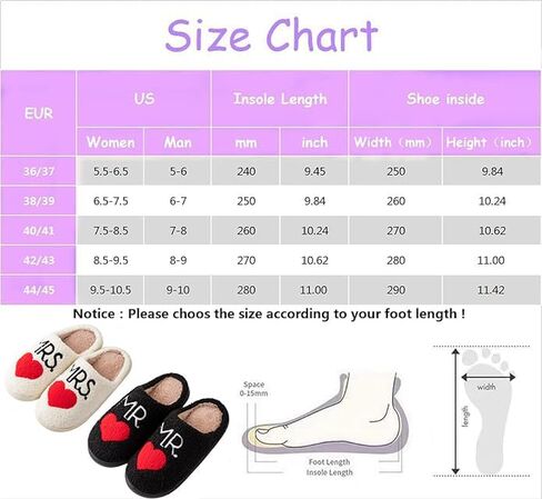 شباشب Mr and Mrs للنساء، شباشب رجالية غامضة، أحذية على شكل قلب متطابقة، شباشب داخلية للاستخدام الخارجي لصديقك وصديقتك هدية عيد الحب in Kuwait