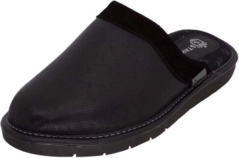 شبشب STAHL للرجال مريح من جلد الغنم الأصلي عالي الكثافة ونعل مضاد للانزلاق مع بطانة فائقة النعومة للاستخدام الداخلي/الخارجي in Kuwait