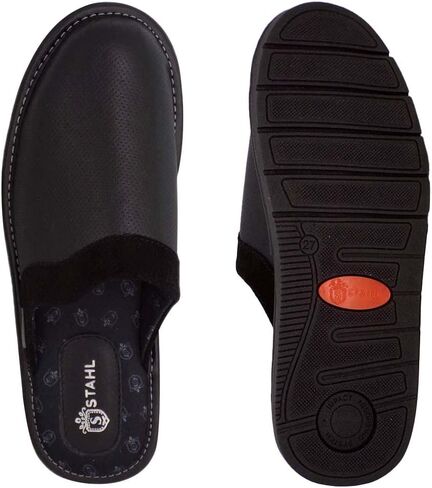 شبشب STAHL للرجال مريح من جلد الغنم الأصلي عالي الكثافة ونعل مضاد للانزلاق مع بطانة فائقة النعومة للاستخدام الداخلي/الخارجي in Kuwait