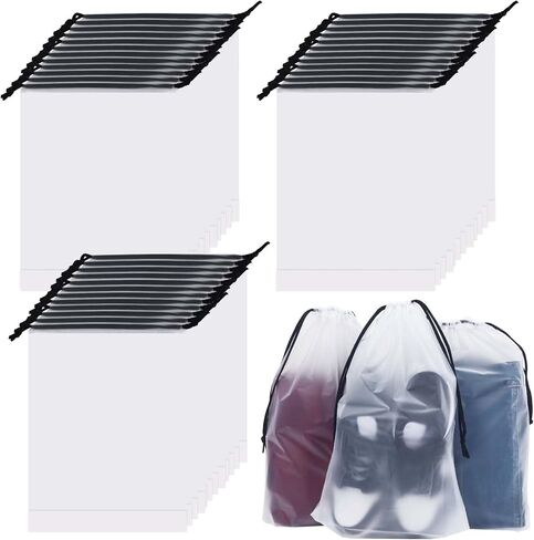 شنطة احذية السفر، 36 قطعة من حقائب تخزين السفر، 40 × 30 سم، حقيبة تخزين شفافة برباط سحب محمولة مقاومة للماء للاستخدام اليومي والسفر in Kuwait