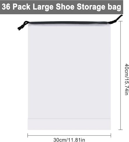 شنطة احذية السفر، 36 قطعة من حقائب تخزين السفر، 40 × 30 سم، حقيبة تخزين شفافة برباط سحب محمولة مقاومة للماء للاستخدام اليومي والسفر in Kuwait