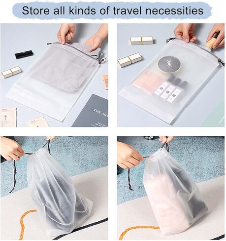 شنطة احذية السفر، 36 قطعة من حقائب تخزين السفر، 40 × 30 سم، حقيبة تخزين شفافة برباط سحب محمولة مقاومة للماء للاستخدام اليومي والسفر in Kuwait