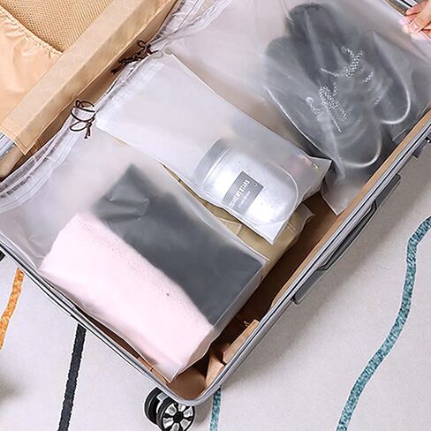 شنطة احذية السفر، 36 قطعة من حقائب تخزين السفر، 40 × 30 سم، حقيبة تخزين شفافة برباط سحب محمولة مقاومة للماء للاستخدام اليومي والسفر in Kuwait