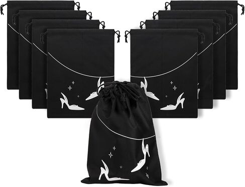 Coloch 8 Pack Travel Shoes Bags for Women, Black Large Shoes Packing Pouch with Interior Divider Portable Suitcase Organizer Bag for Shoes, Towel, Clothes, Toys, Home and Travel Use in Saudi Arabia