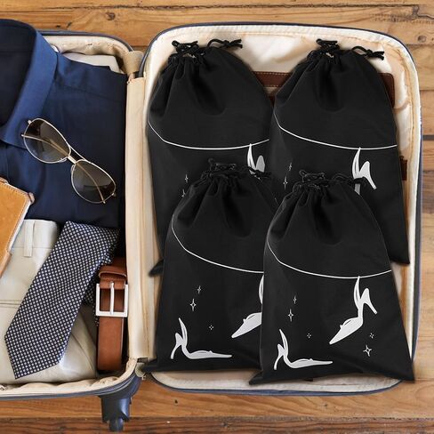 Coloch 8 Pack Travel Shoes Bags for Women, Black Large Shoes Packing Pouch with Interior Divider Portable Suitcase Organizer Bag for Shoes, Towel, Clothes, Toys, Home and Travel Use in Saudi Arabia