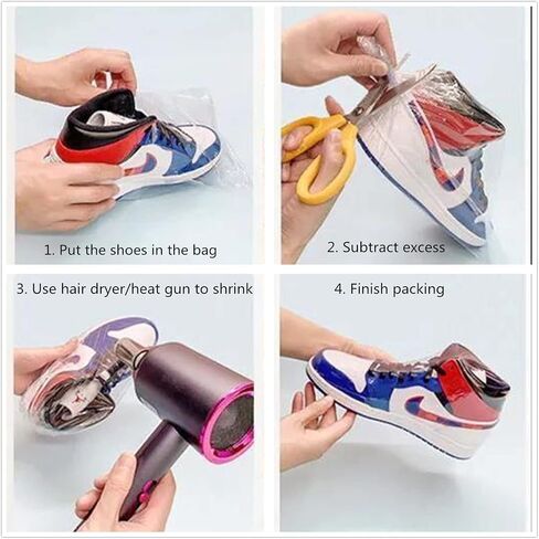 Shoes Shrink Wrap Bags, 100pcs Sneakers PVC Heat Shrinkable Plastic Wrap Large Shoe Covers Men Women Effectively Avoid Yellowing Soles And Keep Dust Out 10x17 Inches in Saudi Arabia
