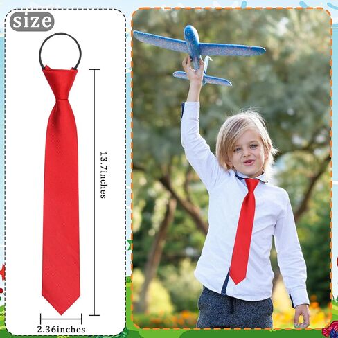 ربطات عنق Luckyvestir للأولاد مربوطة مسبقًا بطول 35.56 سم للأطفال الأولاد، ربطات عنق رفيعة بسحاب قابل للتعديل للزي المدرسي التخرج in Kuwait