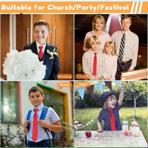 ربطات عنق Luckyvestir للأولاد مربوطة مسبقًا بطول 35.56 سم للأطفال الأولاد، ربطات عنق رفيعة بسحاب قابل للتعديل للزي المدرسي التخرج in Kuwait