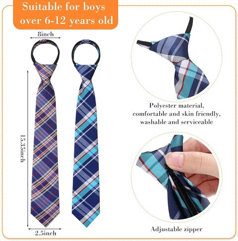 ربطة عنق للاطفال للاولاد من جيوجا 4 قطع بسحاب قابل للتعديل للشباب والاطفال الصغار في حفلات الزفاف والتخرج والمدرسة من سن 6-12 سنة in Kuwait