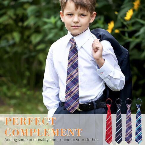 ربطة عنق للاطفال للاولاد من جيوجا 4 قطع بسحاب قابل للتعديل للشباب والاطفال الصغار في حفلات الزفاف والتخرج والمدرسة من سن 6-12 سنة in Kuwait