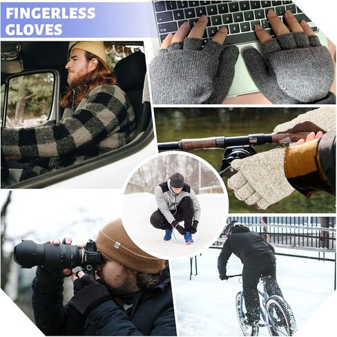 GSAFEME Winter Knitted Convertible Fingerless Gloves Wool Mittens Warm Mitten Glove for Women and Men in Saudi Arabia
