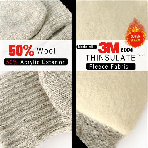Evridwear Fingerless Winter Gloves Convertible, Knitted Wool Flip-top Mittens, Anti-Slip Suede Leather, Unisex in Saudi Arabia