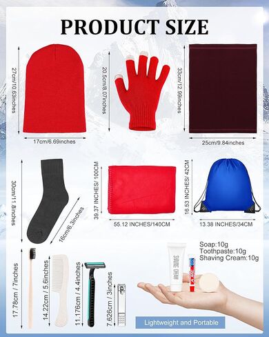 ليموساي مجموعة مستلزمات العناية بالمشردين مكونة من 140 قطعة، قفازات شتوية لتدفئة الرقبة وجوارب قطنية وبطانيات صوفية ومجموعة ادوات الزينة وشنطة تخزين للنساء والرجال بلا مأوى هدية دافئة in Kuwait