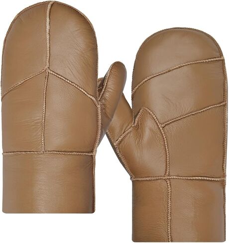 Harssidanzar Men Mittens For Winter,Sheepskin Shearling Fur Lined Warm Genuine Leather Mittens Glove KM054US in Saudi Arabia