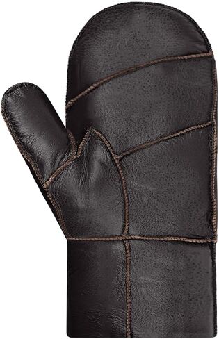 Harssidanzar Men Mittens For Winter,Sheepskin Shearling Fur Lined Warm Genuine Leather Mittens Glove KM054US in Saudi Arabia