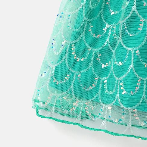 Disney Princess Toddler Girl Dress, Little Mermaid Ariel Long Sleeve Green Mesh Tutu Dress 3-8 Years in Saudi Arabia