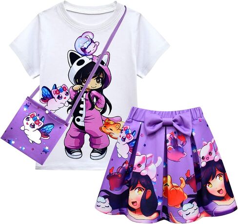 CVUWOXO Fashion 3D Printing Game Character Short -Sleeved Shirt Dress 3 PCS Set in Saudi Arabia