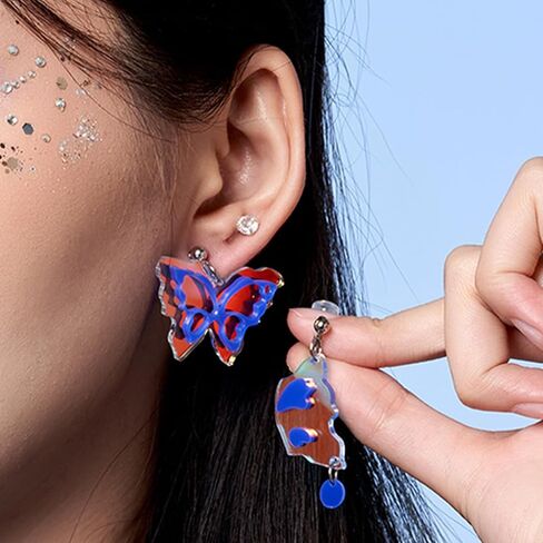 WOOYAS Acrylic Clip on Earrings for Women, Colorful Clip On Drop Dangle Earrings Fashion Lightweight Earrings Non Pierced Clip Earrings for Girl Birthday Valentine's Day Gift in Saudi Arabia
