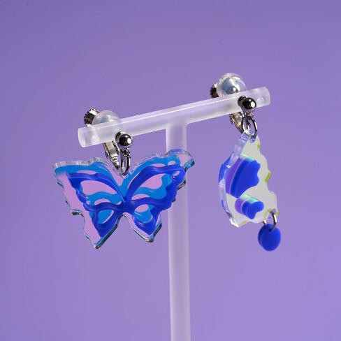 WOOYAS Acrylic Clip on Earrings for Women, Colorful Clip On Drop Dangle Earrings Fashion Lightweight Earrings Non Pierced Clip Earrings for Girl Birthday Valentine's Day Gift in Saudi Arabia