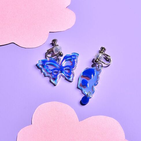 WOOYAS Acrylic Clip on Earrings for Women, Colorful Clip On Drop Dangle Earrings Fashion Lightweight Earrings Non Pierced Clip Earrings for Girl Birthday Valentine's Day Gift in Saudi Arabia