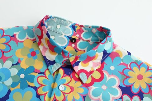 Virpviw Mens 70s Disco Shirts Long Sleeve Printed Casual Button Down Paisley Shirts in Saudi Arabia