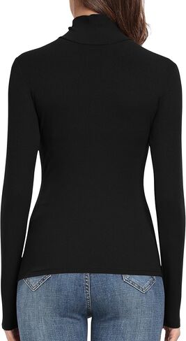 PALINDA Women's Ribbed Turtleneck Fitted Long Sleeve Shirts Basic Thermal Layering Tops in Saudi Arabia