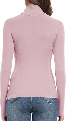 PALINDA Women's Ribbed Turtleneck Fitted Long Sleeve Shirts Basic Thermal Layering Tops in Saudi Arabia