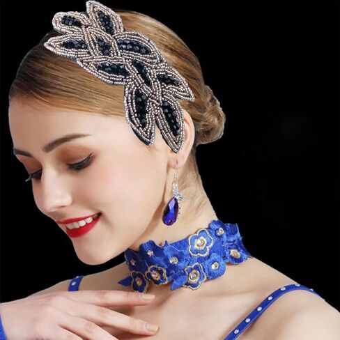 2 Pieces 1920s Headbands for Women Vintage Flapper Headpiece Rhinestone Beaded Leaf Hairband Hair Accessory for Costume Party in Kuwait