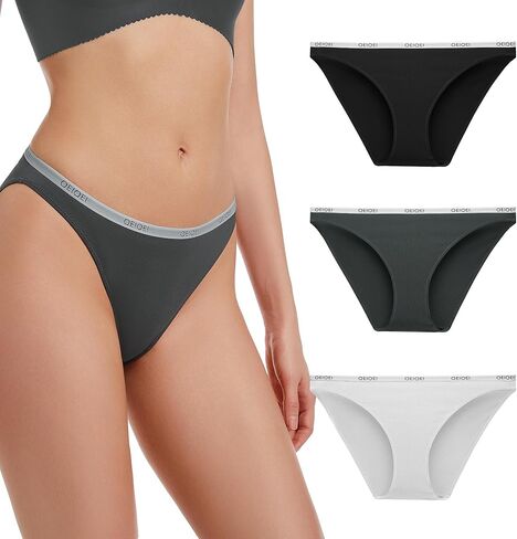 ملابس داخلية بيكيني نسائية من OIEOEI من ألياف الخيزران الناعمة عالية القطع، 3 قطع in Kuwait