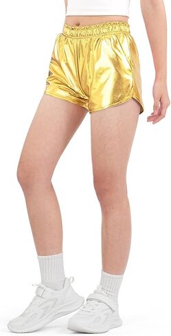 BOOPH Girls Metallic Shorts Sparkle Dance Outfits Shiny Hot Pants Athletic Shorts for Girls in Saudi Arabia