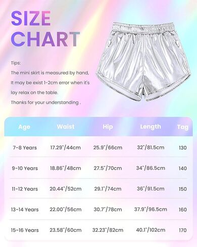 Auranso Girls Metallic Shorts Sparkly Hot Pants Shiny Dance Outfits Short Pants in Kuwait