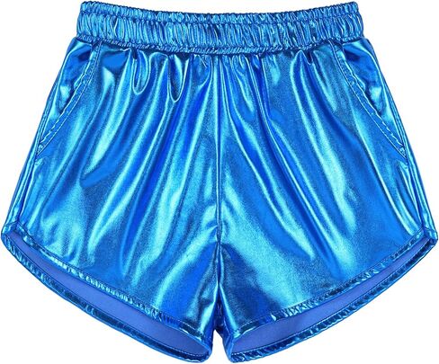 Auranso Girls Metallic Shorts Sparkly Hot Pants Shiny Dance Outfits Short Pants in Kuwait