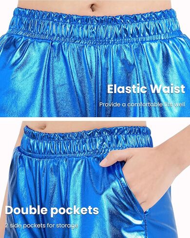 Auranso Girls Metallic Shorts Sparkly Hot Pants Shiny Dance Outfits Short Pants in Kuwait
