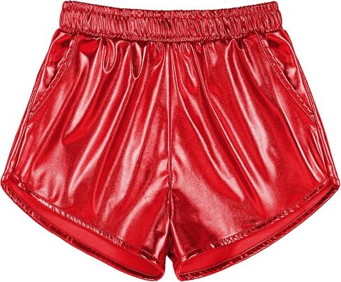 Auranso Girls Metallic Shorts Sparkly Hot Pants Shiny Dance Outfits Short Pants in Kuwait