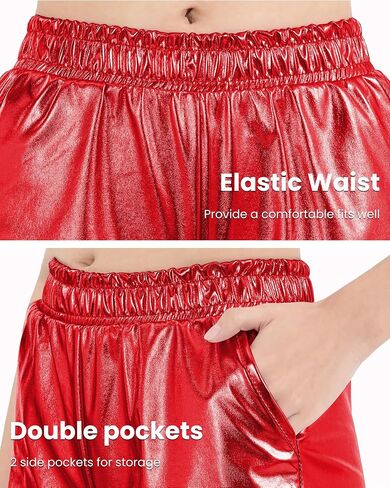 Auranso Girls Metallic Shorts Sparkly Hot Pants Shiny Dance Outfits Short Pants in Kuwait