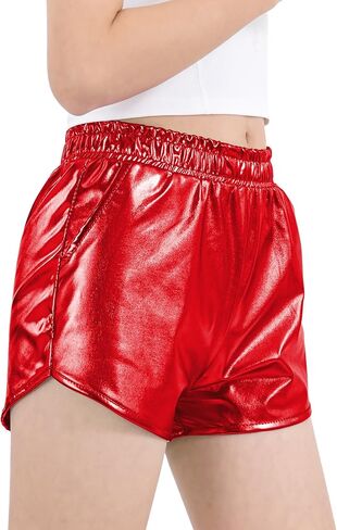 Auranso Girls Metallic Shorts Sparkly Hot Pants Shiny Dance Outfits Short Pants in Kuwait