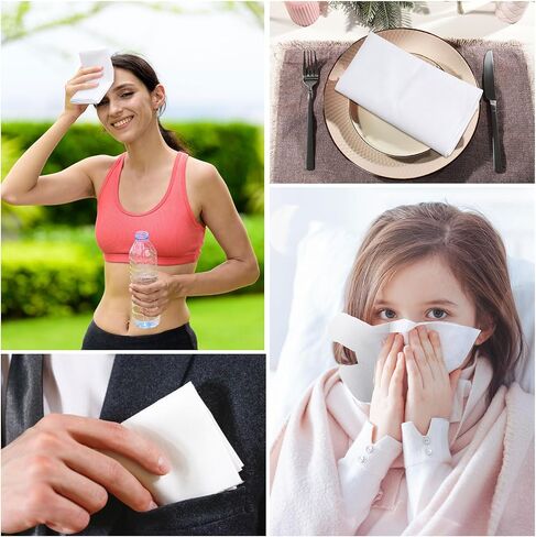 VitalCozy 150 Pack Mens Handkerchiefs White Cotton Handkerchiefs for Men 16 x 16 Inch Soft Square Hankies Father Husband Boyfriend Birthday Wedding Gifts Costume Accessories in Saudi Arabia